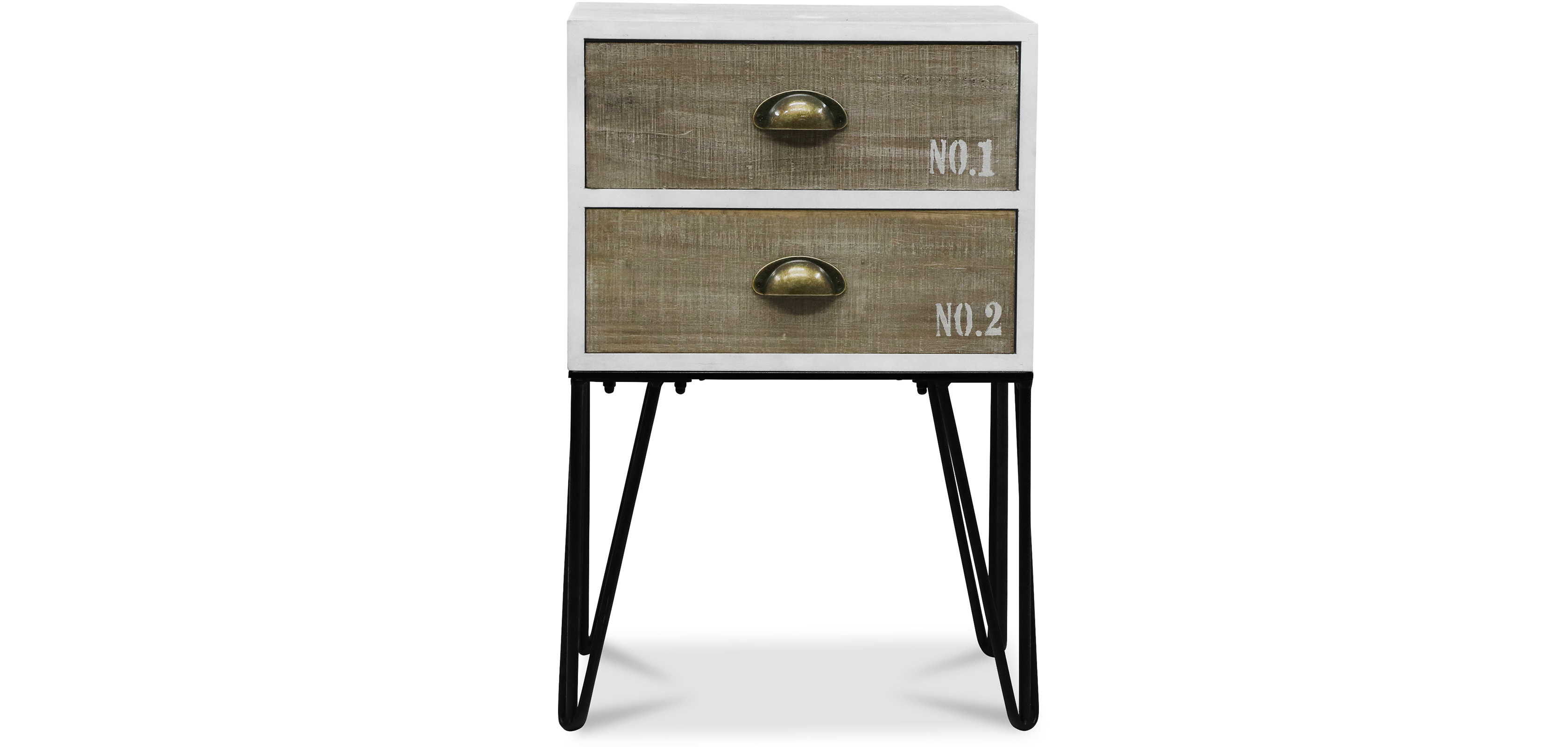 Mesita de noche patas Hairpin estilo vintage industrial