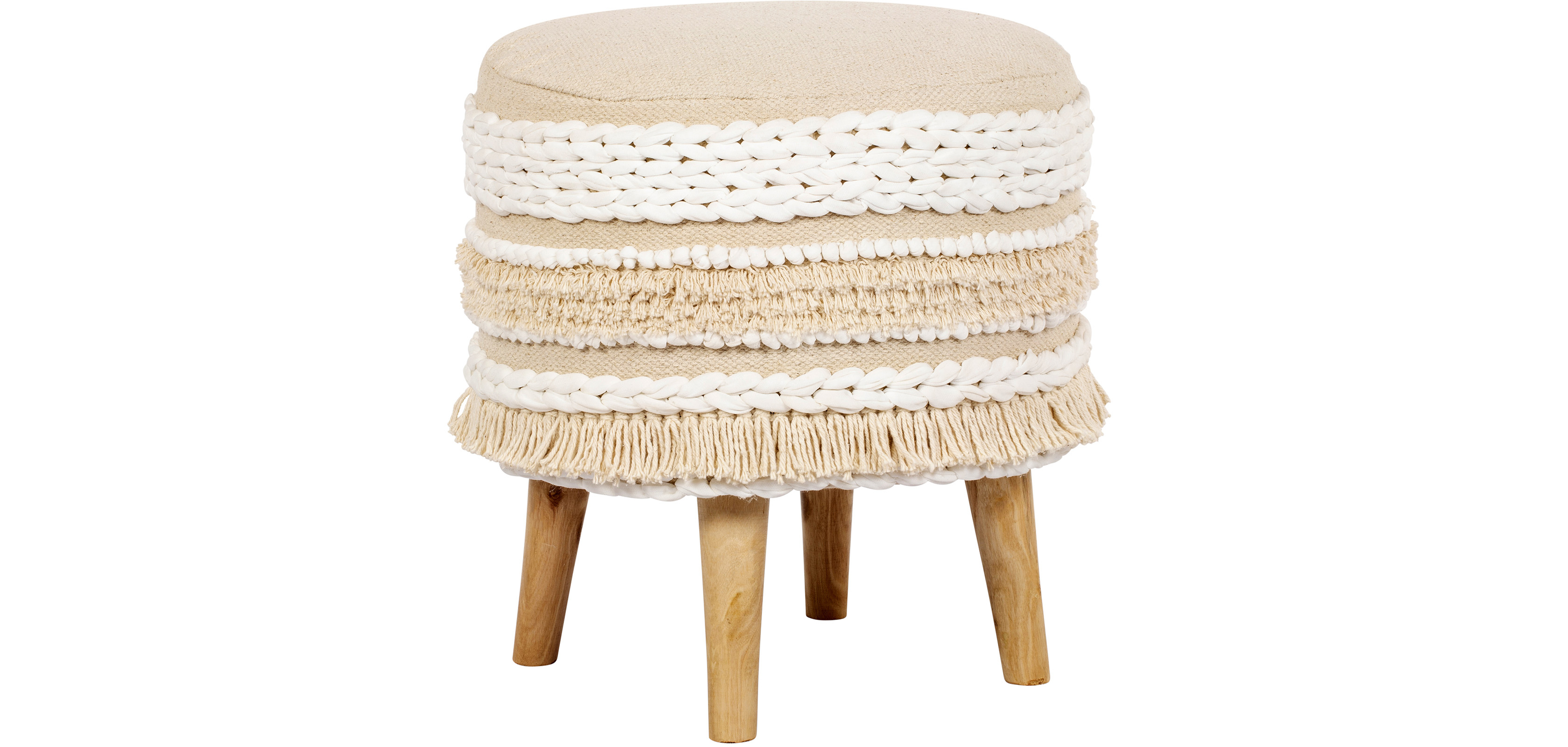 Compre Taburete puff estilo boho en madera y algodón - Isabella en ...
